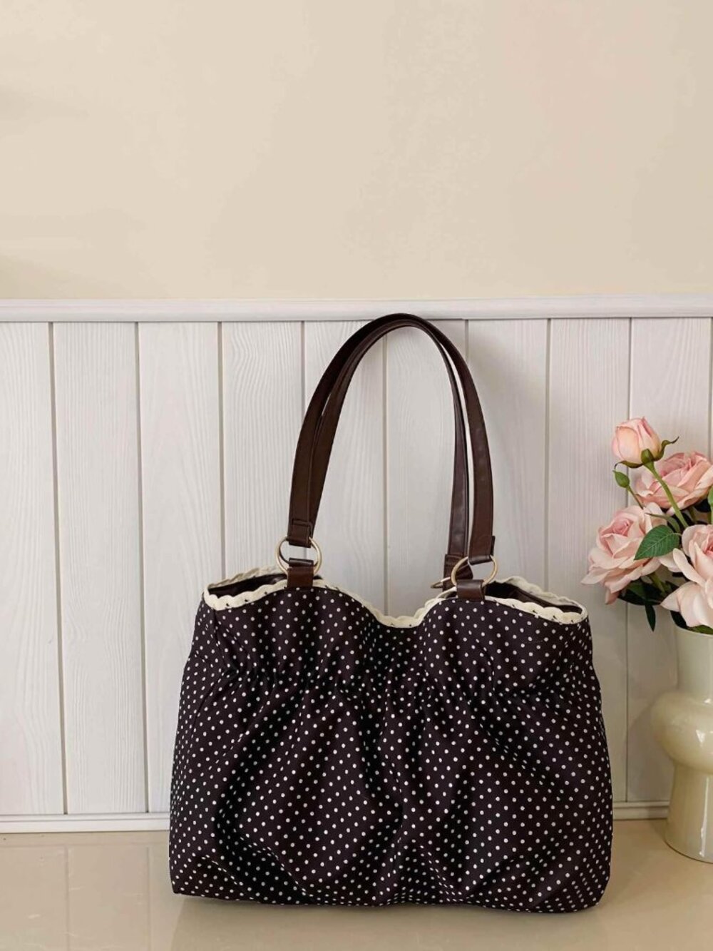 Polka Dot Tote Bag, Vintage Retro Purses for Women, Small Cute Shoulder Purse fo - Picture 8 of 9